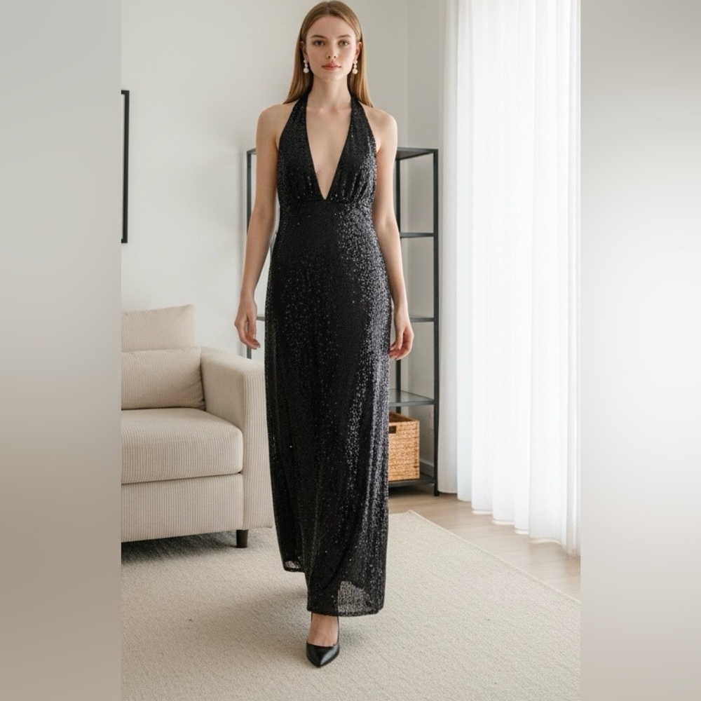 Elegant Black Sequin Gown